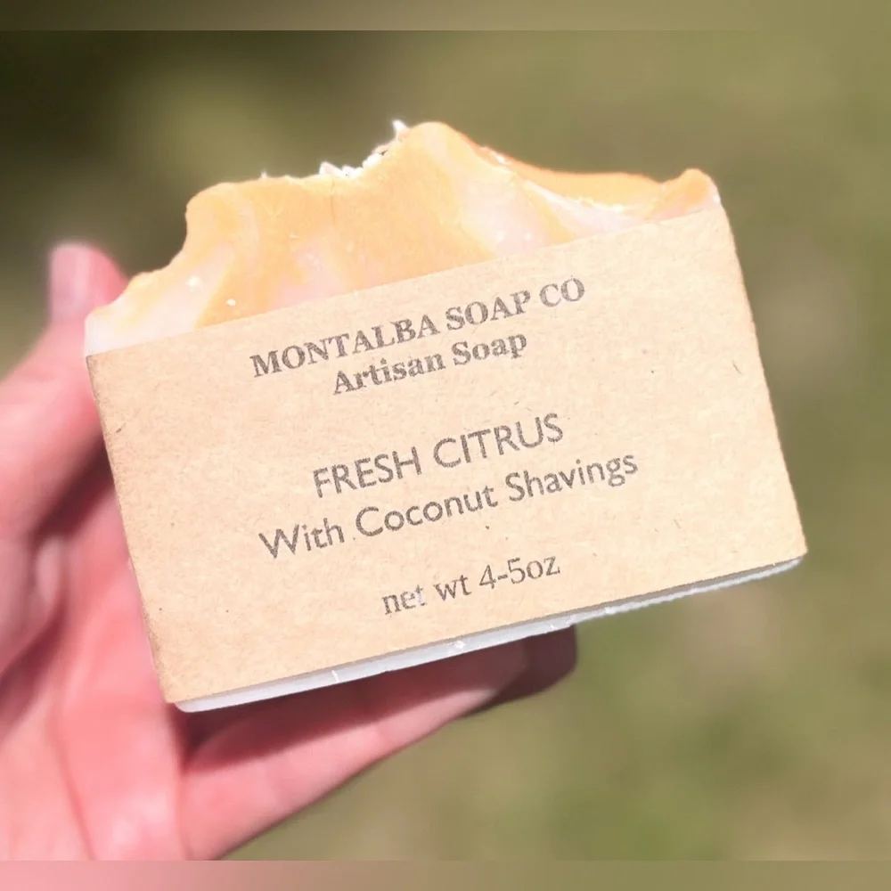 Artisan Soap Fresh Citrus with Organic Coconut Shavings  Handcrafted by Me - Picture 2 of 3